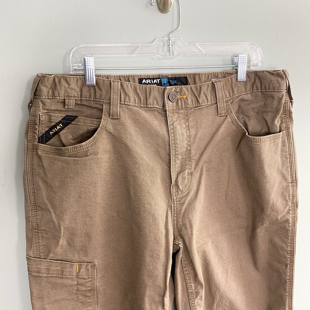 Ariat Rebar M7 Pants Slim Straight Leg Canvas Mens 38x32 Brown Workwear Utility - Picture 3 of 12